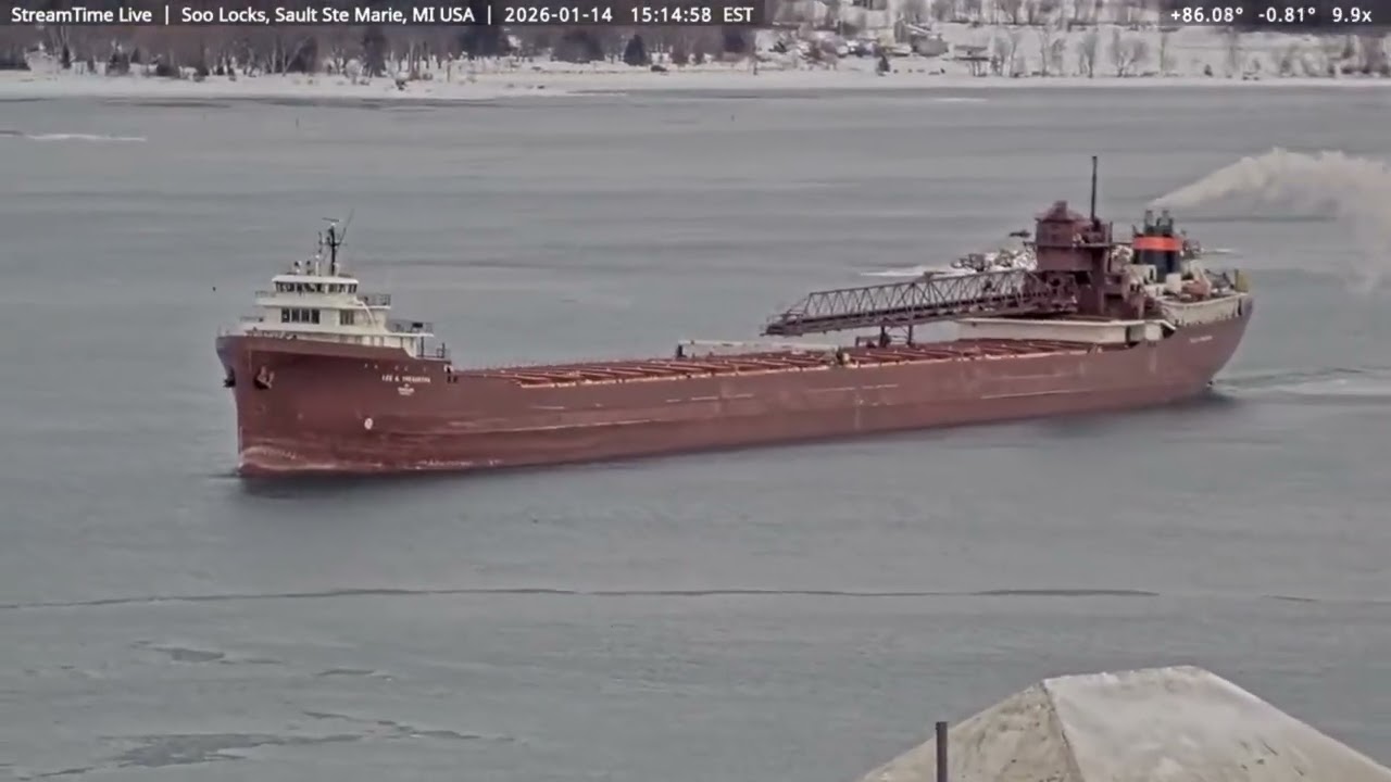 Lee A Tregurtha passing through the Soo locks, UB for layup at Fraser Shipyards, Jan 13th, 2026