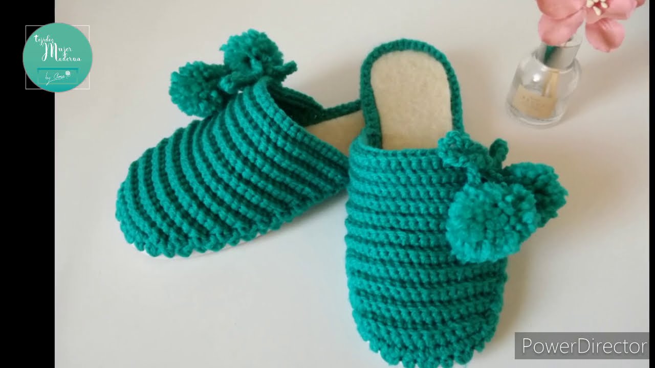 PANTUFLAS CON SUELA // Tejidas a Crochet