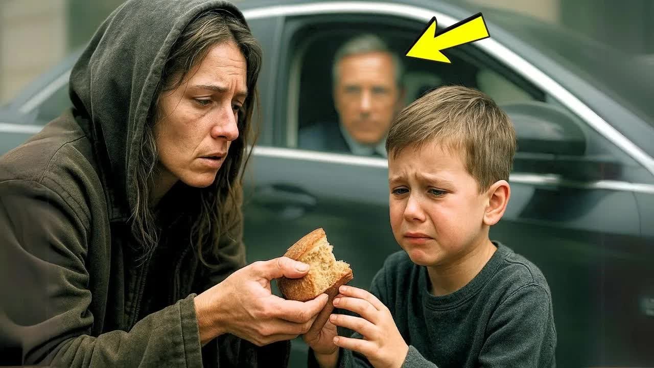 MENDIGA COMPARTILHA SEU ÚLTIMO PÃO COM MENINO FAMINTO, SEM SABER QUE O PAI MILIONÁRIO OBSERVAVA