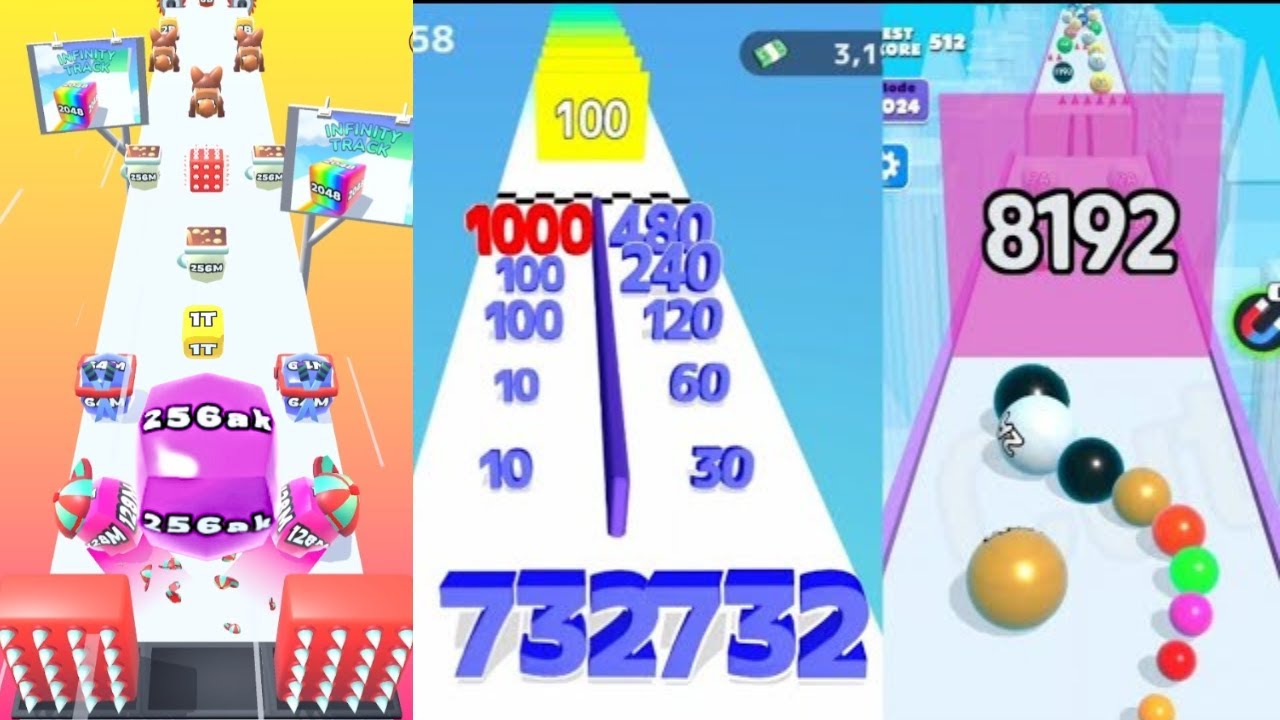 New Update - Number Ball Blend Challenge vs Jelly Run 2048 Infinity Mode vs Number Master 2048 😎👍