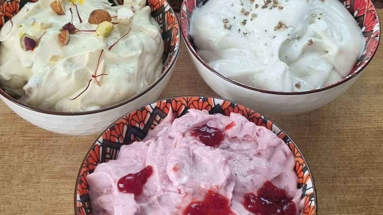 आज मैंने बनाये 3 different flavor के shrikhand 😋 base के साथ जिससे koi भी flavor आसानी se बना पाओगे👌