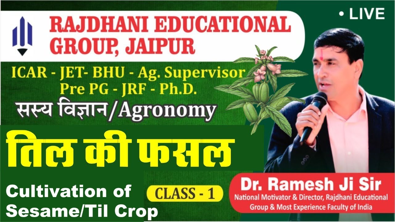 [22] तिल की फसल/Cultivation of Sesame or Til Crop | Agronomy | Agri. Supervisor/JET/ICAR