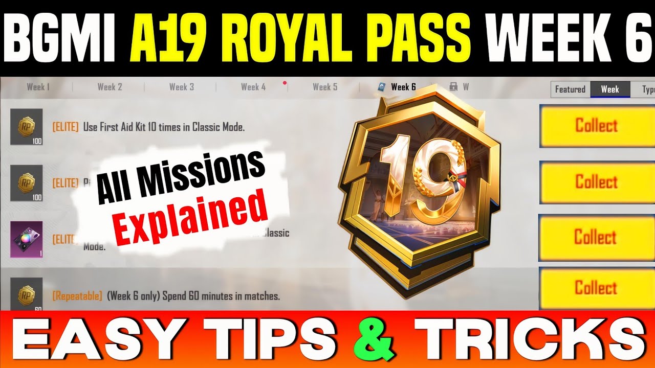 BGMI A19 Royal Pass Week 6 Missions Explained 🔥 | How To Complete Week 6 Missions Fast
