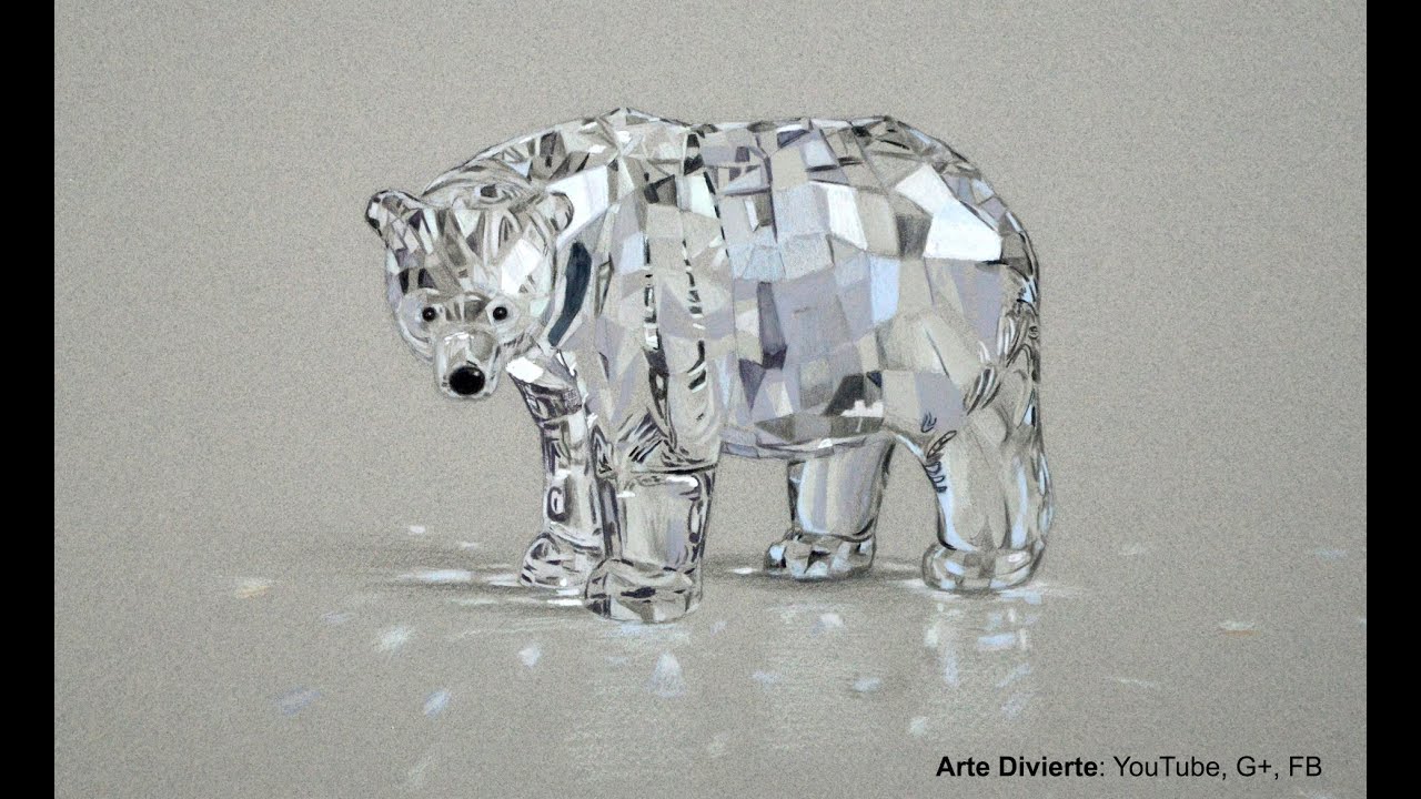 Cómo dibujar un oso de cristal Swarovski con lápices de colores - Arte Divierte