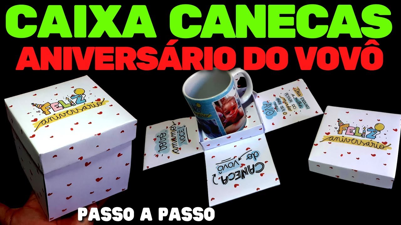 CAIXA DE CANECA DO VOV&Ocirc; E DA VOV&Oacute; - PASSO A PASSO