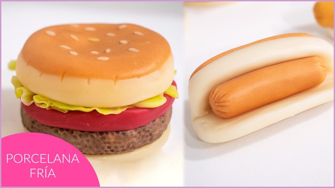Modelado con PORCELANA FRÍA - llaveros DIY hamburguesa y pancho ESPECIAL KIDS elarcademeyde