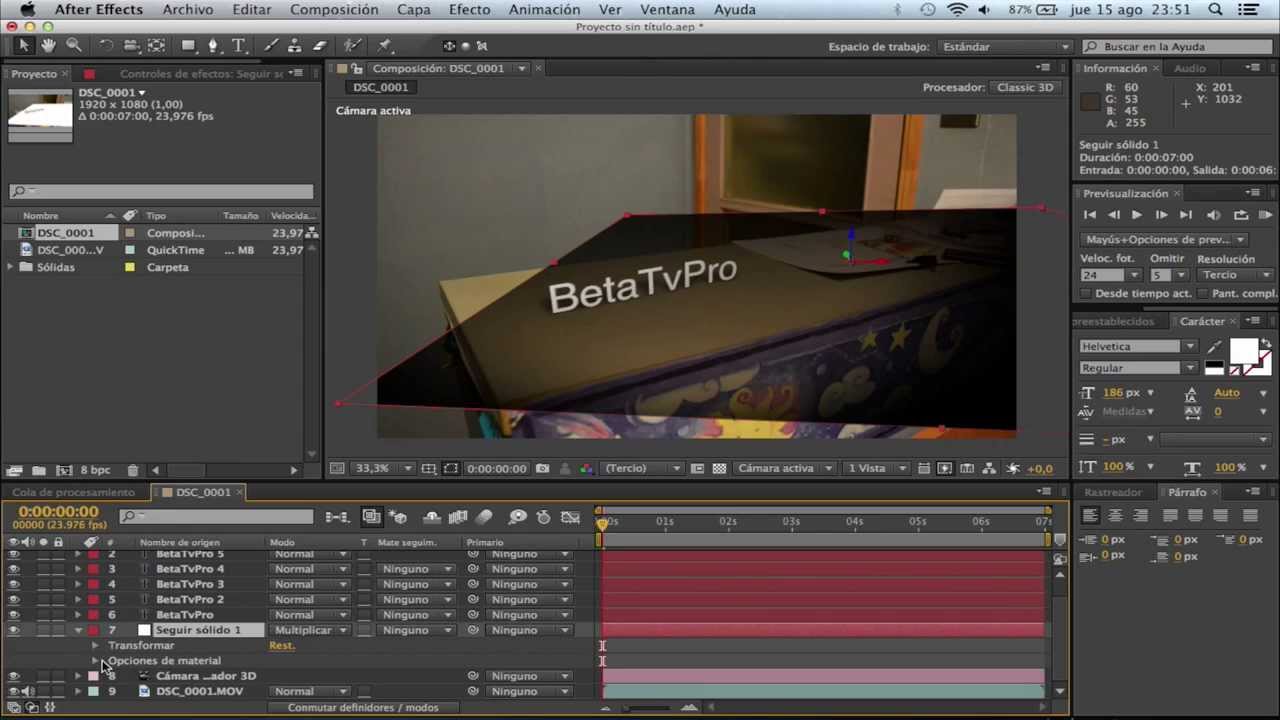 Texto en espacio 3D (Adobe Afer Effects CS6)
