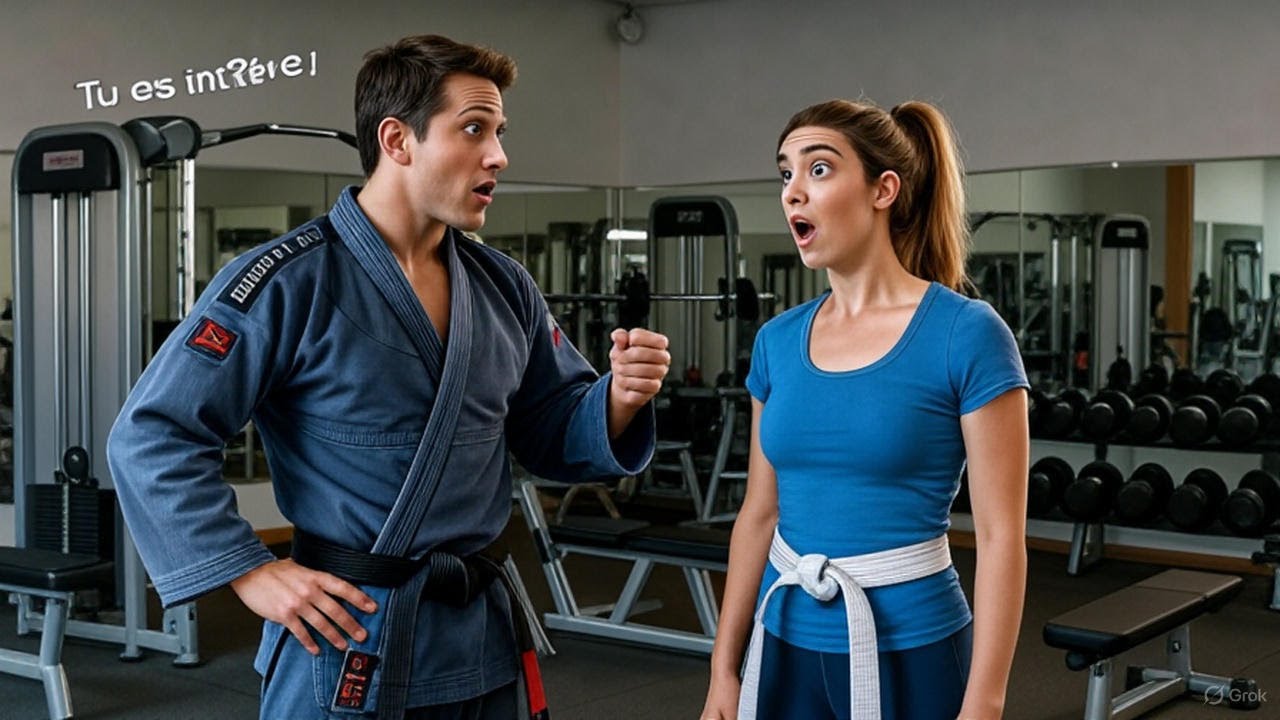 Un cinturón negro retó a una mujer sencilla como broma — lo que pasó dejó al gimnasio en silencio 🤯.