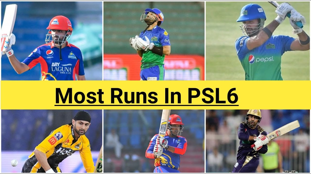 Most Runs In PSL6 | Top 🔝 6 Run Scorer In PSL6 | #PSL6