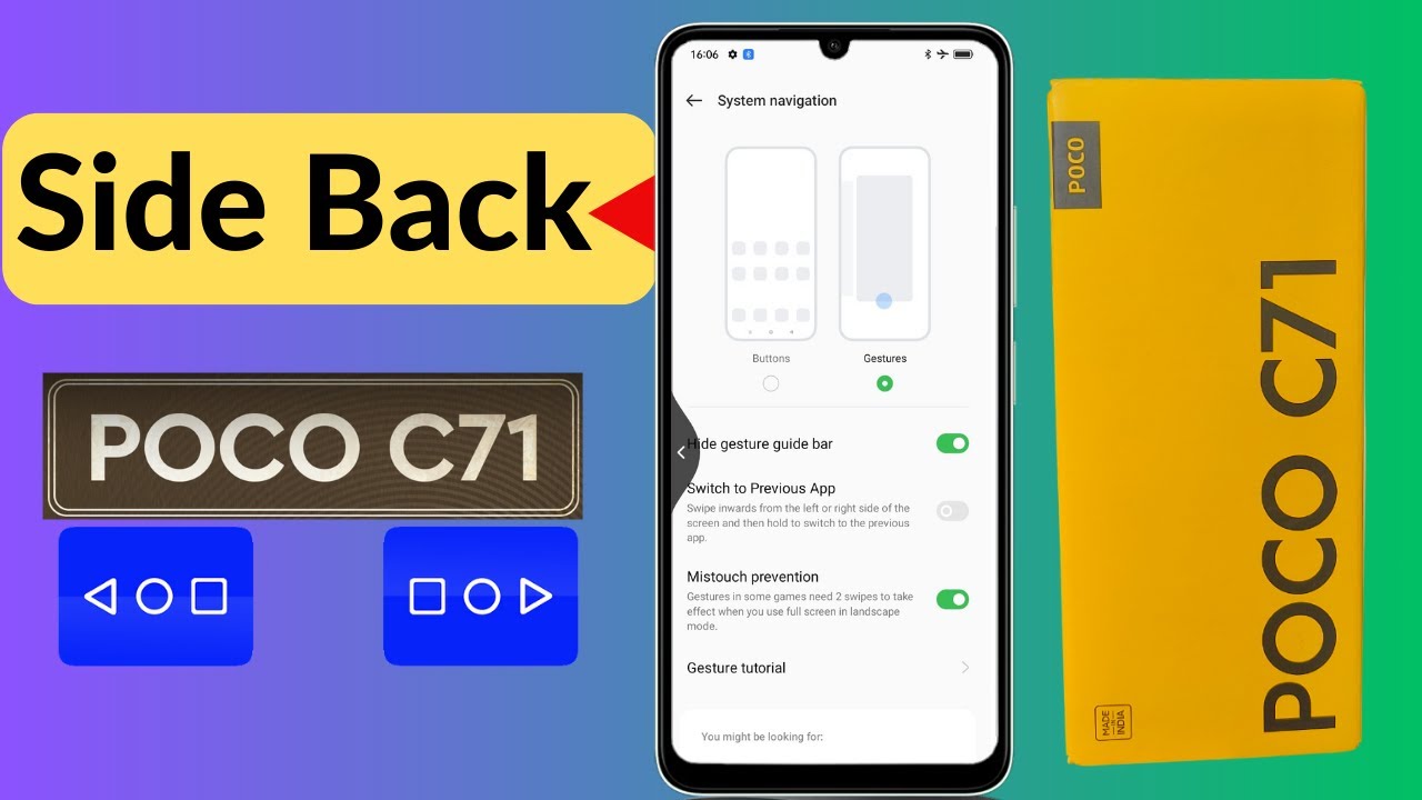 how to enable side back button in poco c71 / poco c71 me side back button kaise lagaye, back setting
