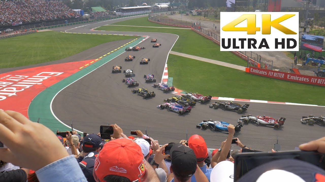 [4K] Primera curva vuelta 1 F1 GP M&eacute;xico 2019 (excelente sonido)