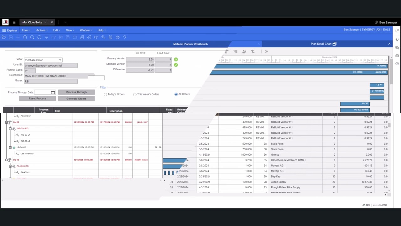 Infor CloudSuite Industrial / Syteline - Supply Chain Planning
