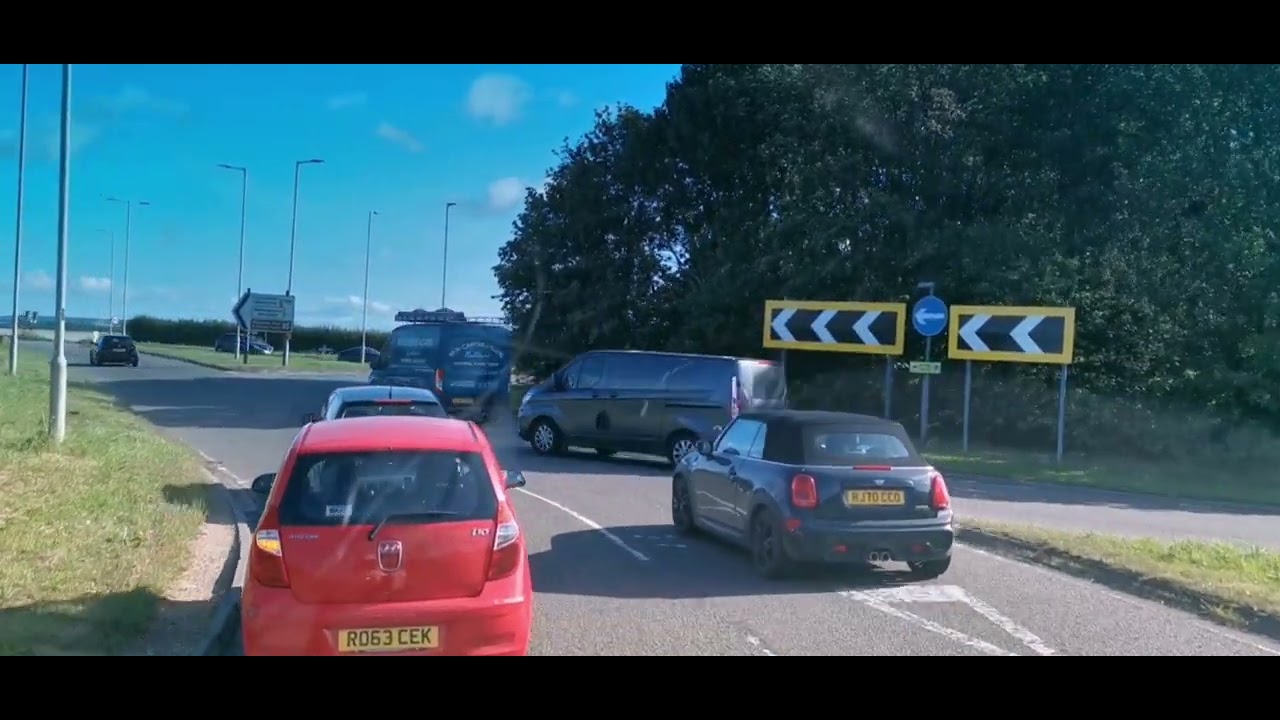 Driving in England countryside. A505 - A11 - Cambridge Rd A1307
