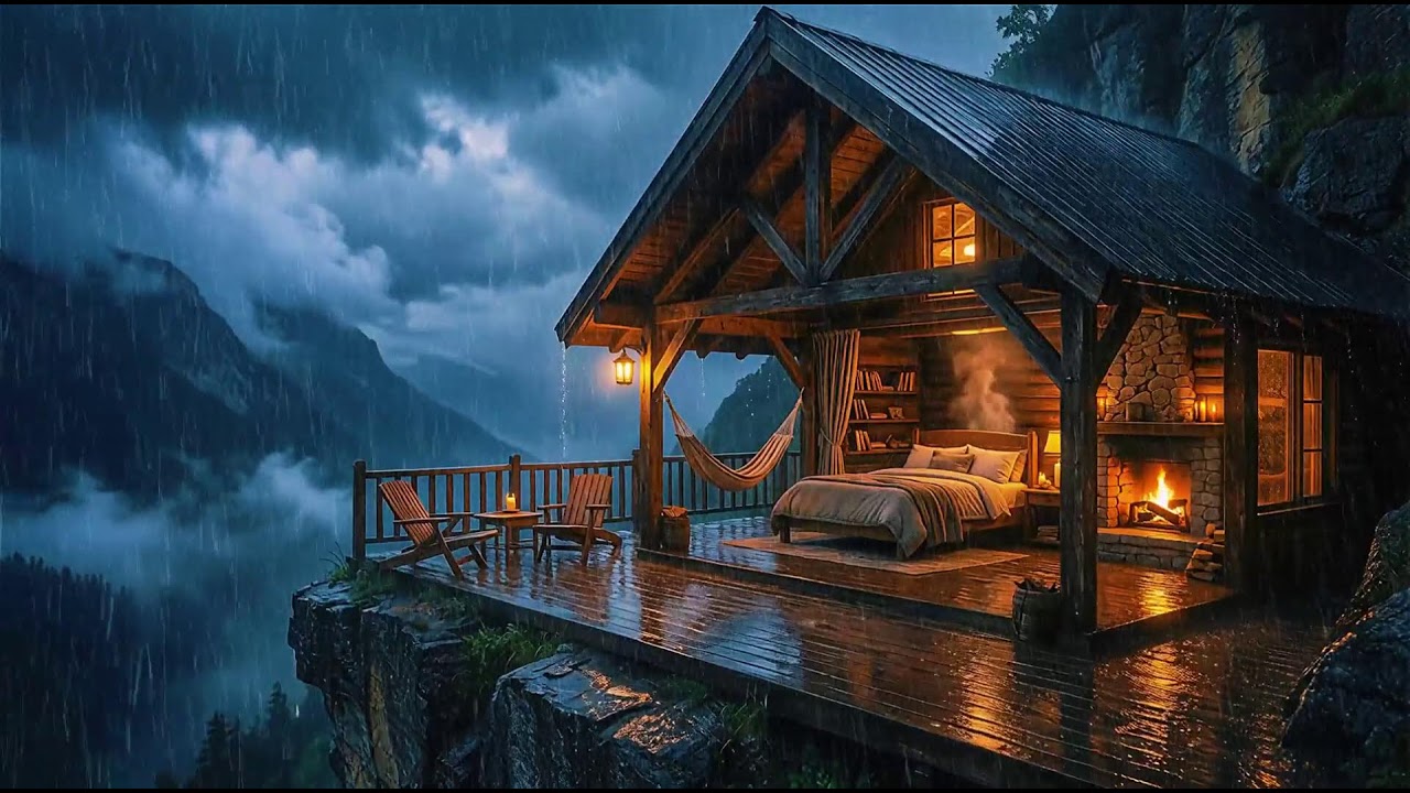 All Night   Cozy Cabin in the Mountains  for Deep Sleep │ NO ADS │