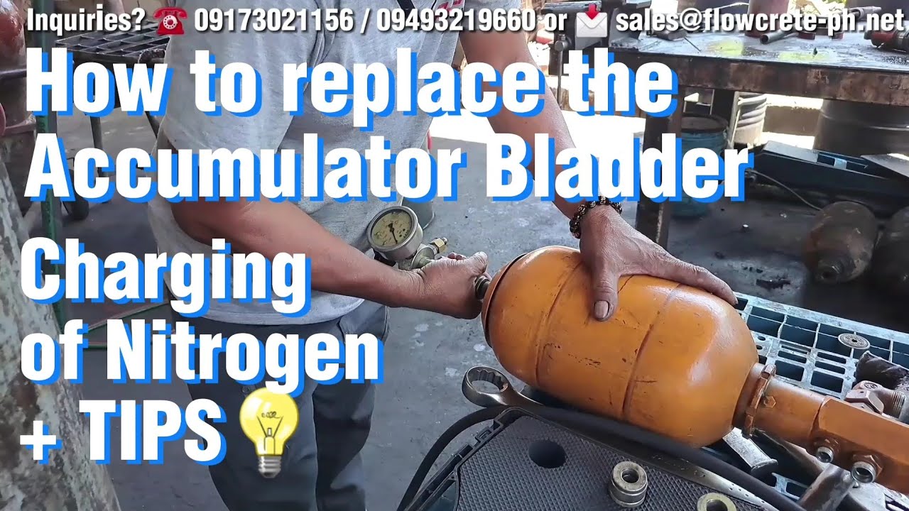 HOW TO REPLACE ACCUMULATOR BLADDER | NITROGEN REFILL | PRESSURE | TIPS  #concretepump #tutorial