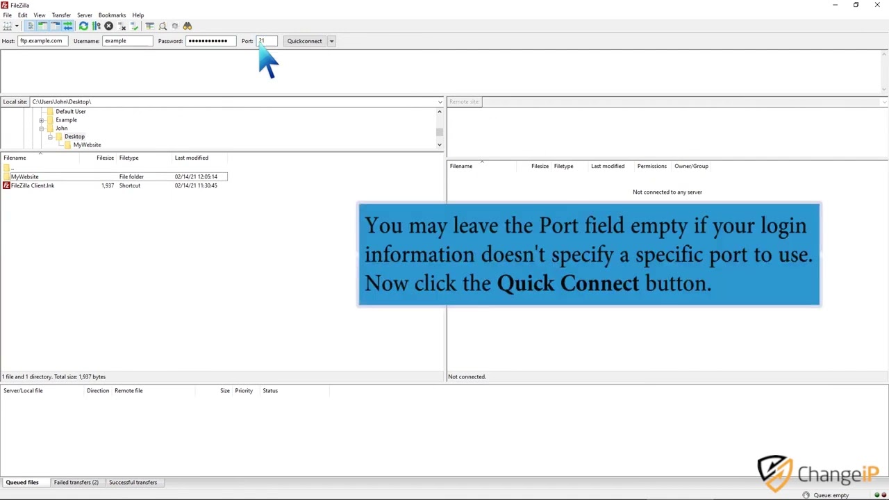 How to upload Index file to your site using FileZilla   ChangeIP