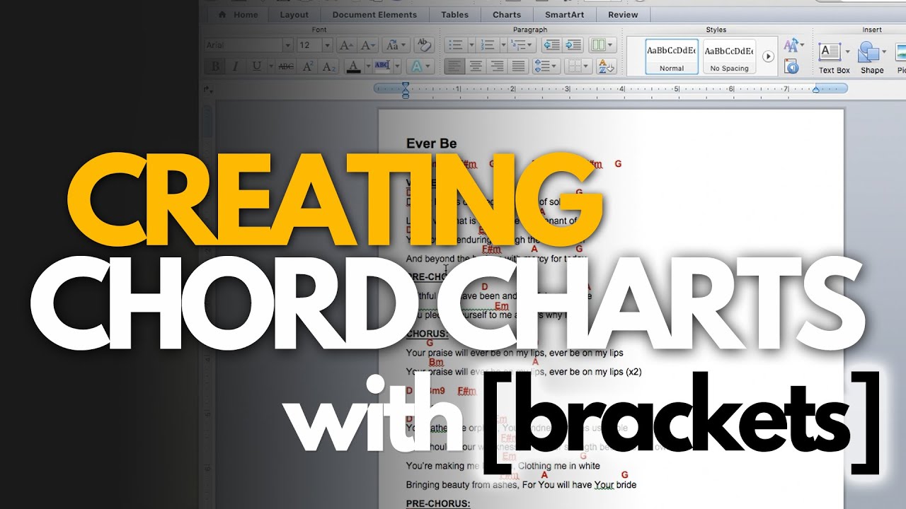 How to create a professional CHORD-OVER-LYRICS chart w/ [brackets] from scratch