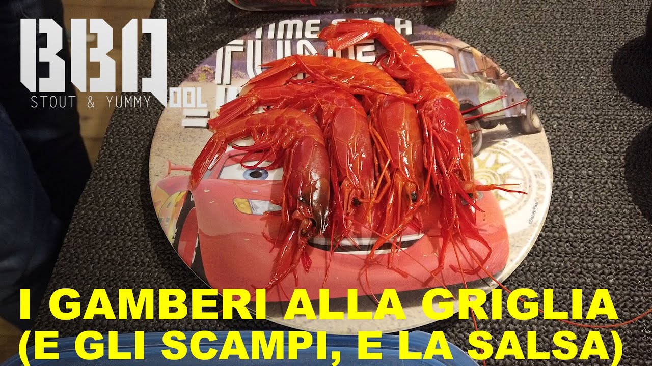 Gli scampi e i gamberi alla griglia. Con una salsa all'avocado e prezzemolo!
