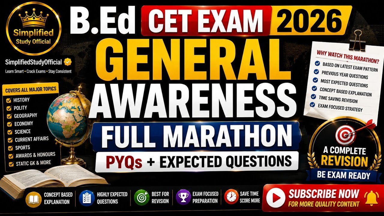 B.Ed CET Punjab 2026 General Awareness Marathon | PYQs + Most Expected Questions | Final Revision