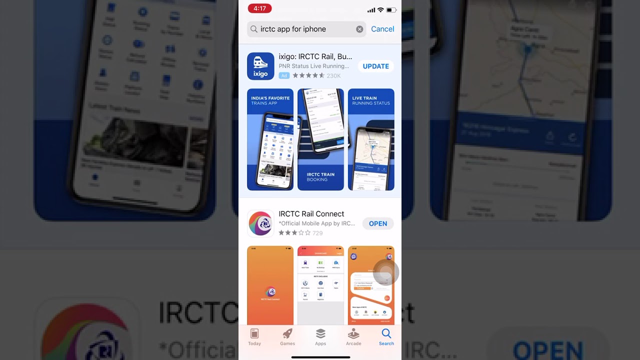 IRCTC RAIL CONNECT APP FOR Apple I phone
