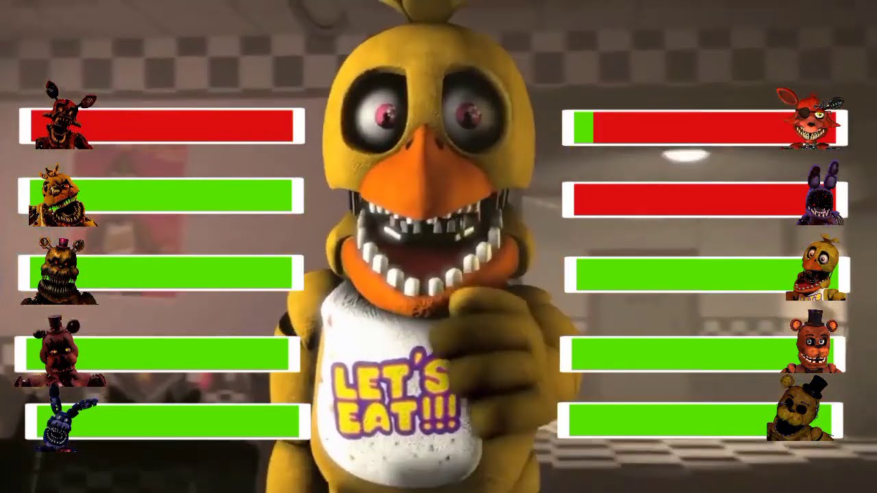 [SFM FNaF]  Withered Vs Nightmare VR Animatronics With Healthbars!