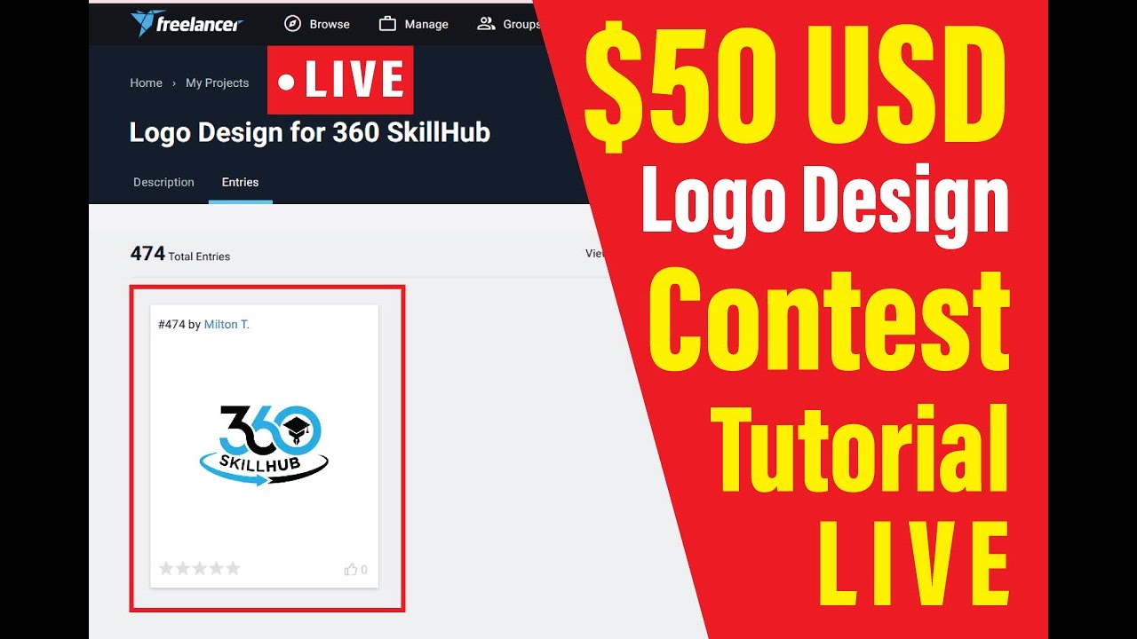 $50 USD Logo Design Contest Tutorial Live
