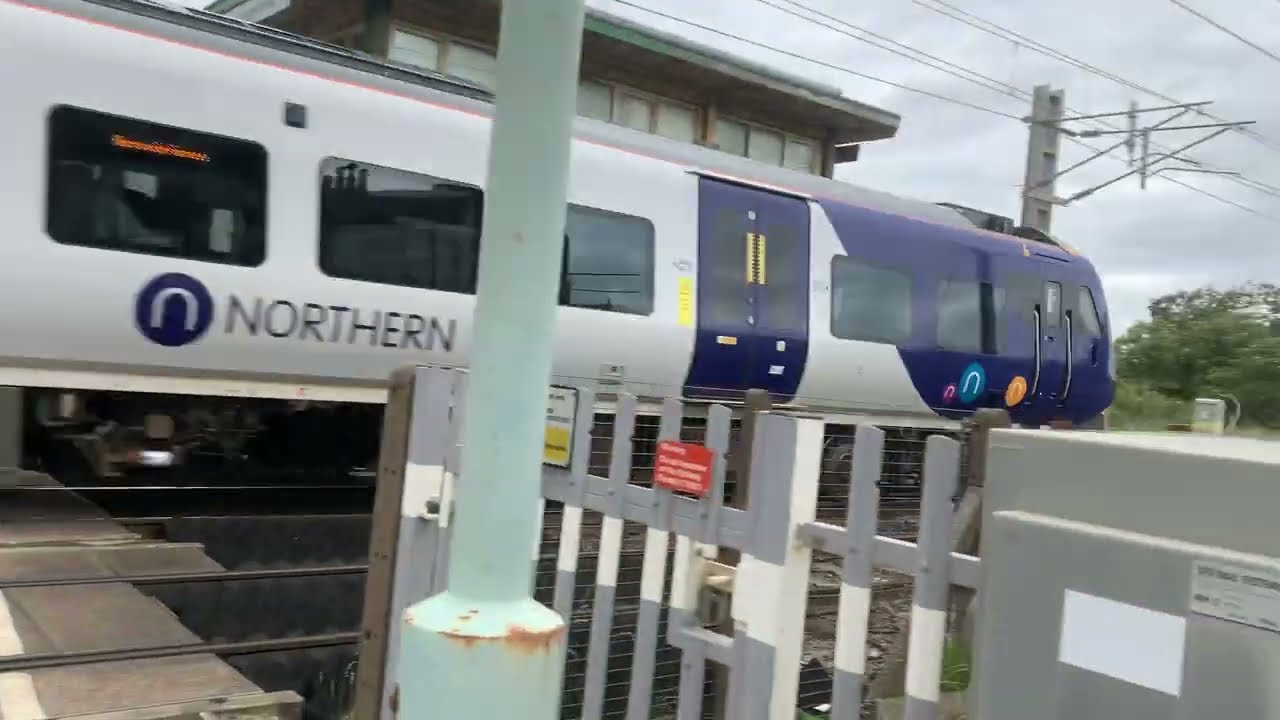 **New Alarms + broken Barrier Skirt** Hest Bank level crossing