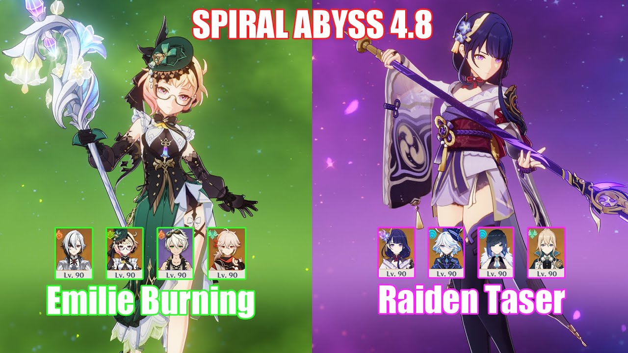 C0 Emilie Arlecchino Burning & C0 Raiden Taser | Spiral Abyss 4.8 | Genshin Impact