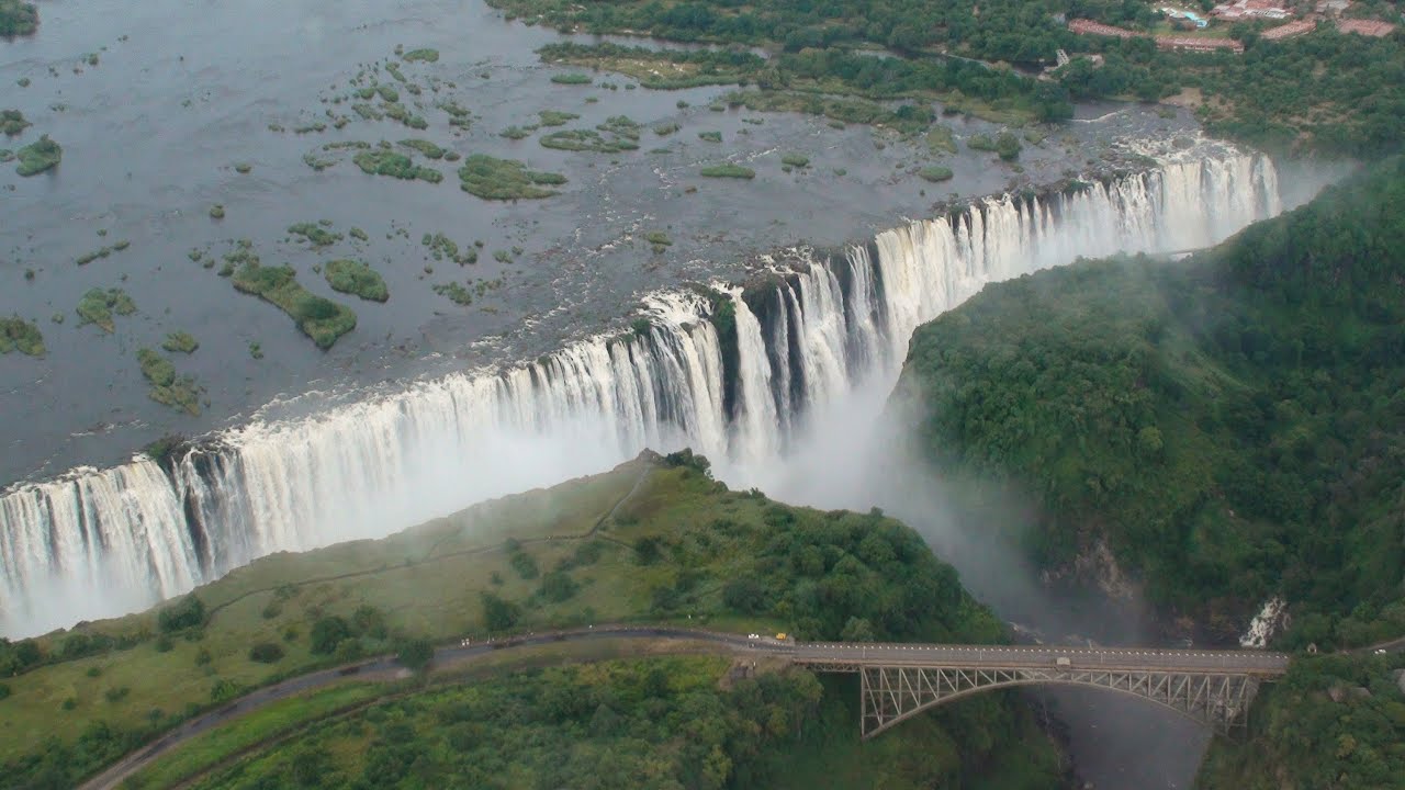 Victoria Falls (Helicopter Aerial View) - Zambia / Zimbabwe Africa