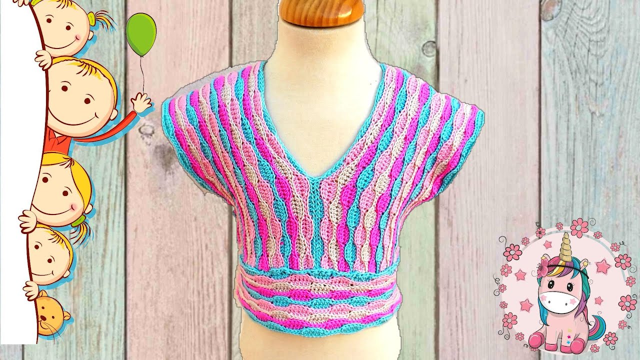 Una blusa o chaleco  de verano a crochet diferente con una puntada super f&aacute;cil solo 3 rect&aacute;ngulos.