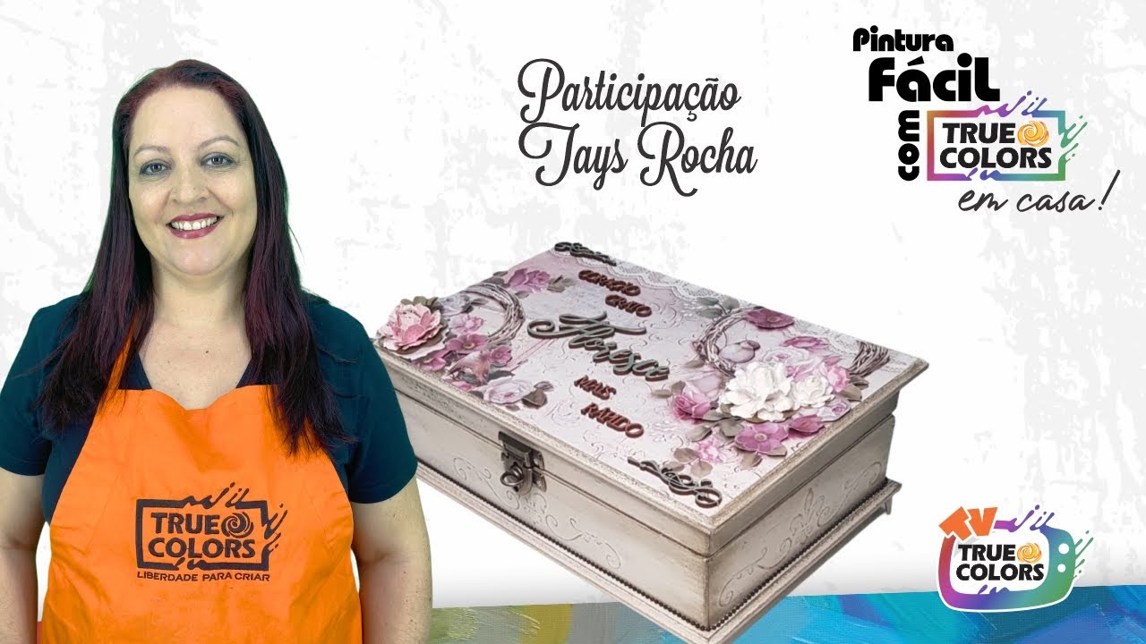 Caixa com pátina provençal em relevo e scrap decor - Tays Rocha