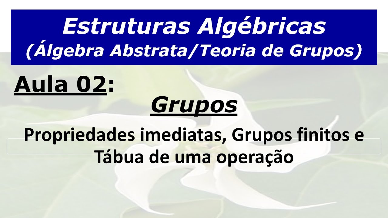Estruturas Algébricas - Aula 2: Teoria de Grupos (propriedades imediatas, grupos finitos e tábua)