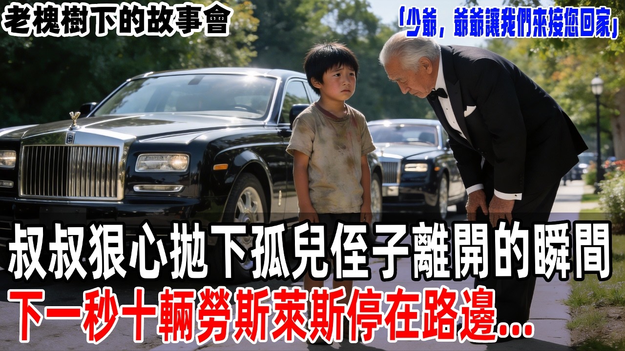 叔叔狠心拋下孤兒侄子離開的瞬間，下一秒十輛勞斯萊斯停在路邊：「少爺，爺爺讓我們來接您回家」【老槐樹下的故事會】#情感故事 #老年生活 #人生感悟 #情感共鸣 #感人壹幕 #故事分享 #故事#原創#爽文