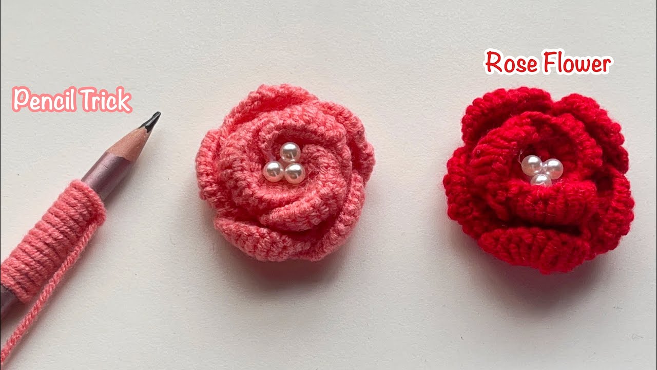 Watch Now! Super Rose Flower Making Idea with Pencil - Hand Embroidery Design Trick - Sewing Hack
