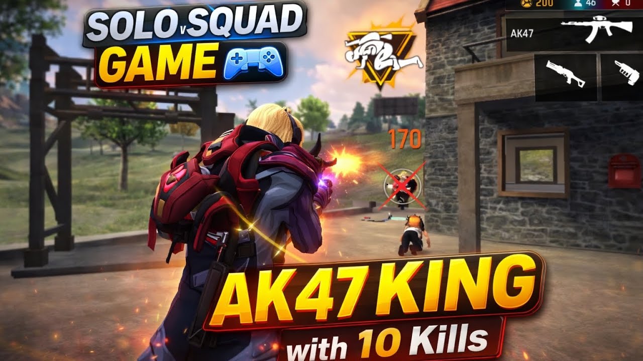 Solo vs squad game 🎮🎯 Ak47 king with 10 kills booyah #freefire #ajjubhaiinmymatch #totalgaming 