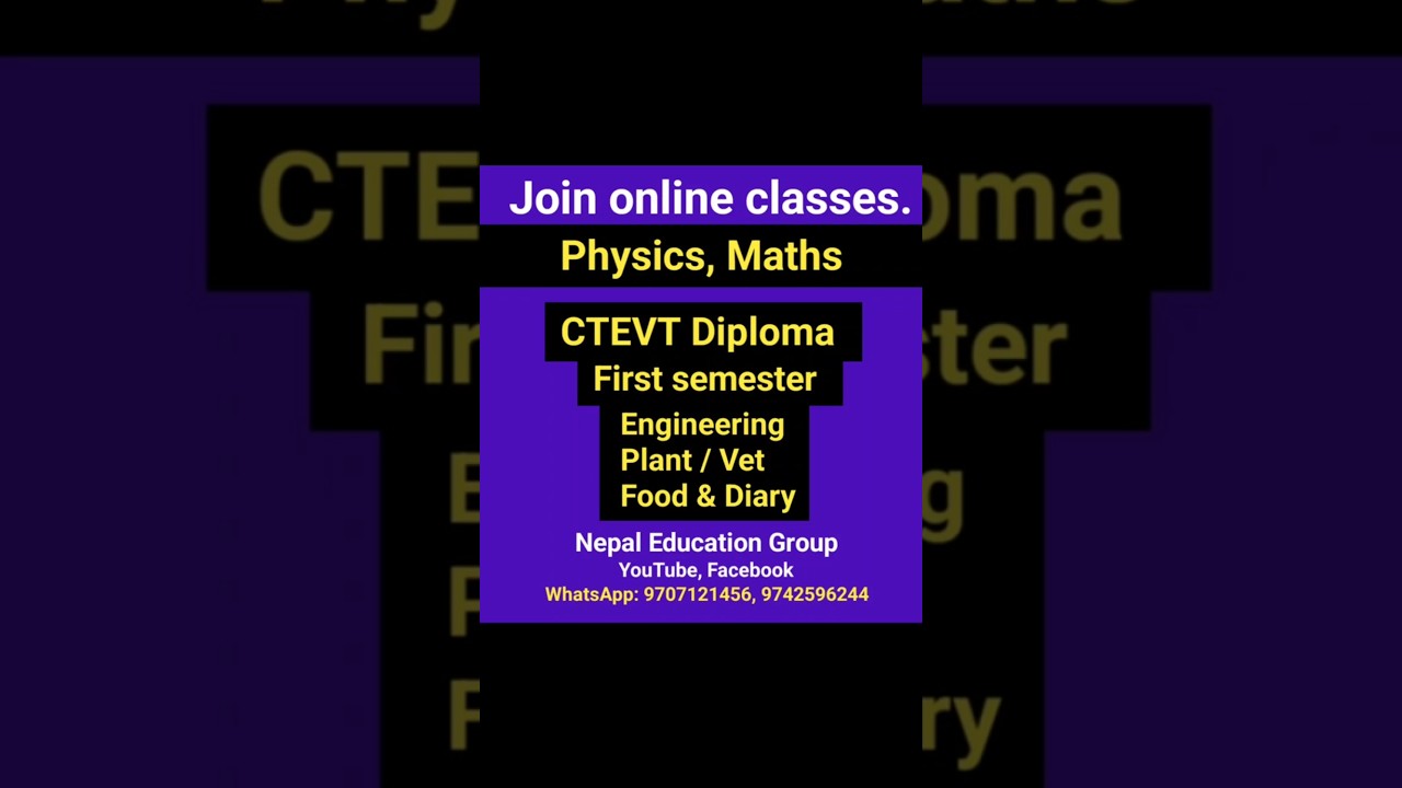 CTEVT Diploma maths physics first semester online classes from today 9707121456