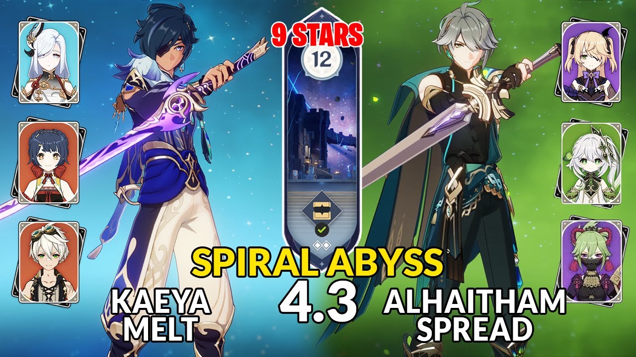 New 4.3 Spiral Abyss│Kaeya Melt & Alhaitham Spread | Floor 12 - 9 Stars | Genshin Impact