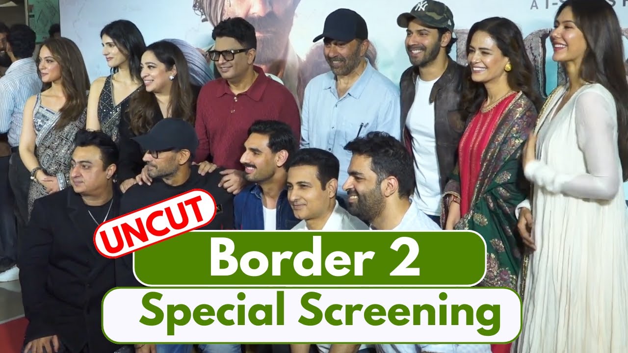 UNCUT - Sunny Deol, Varun Dhawan, Ahan Shetty, Sonam Bajwa, & Others Grace The Screening Of Border 2