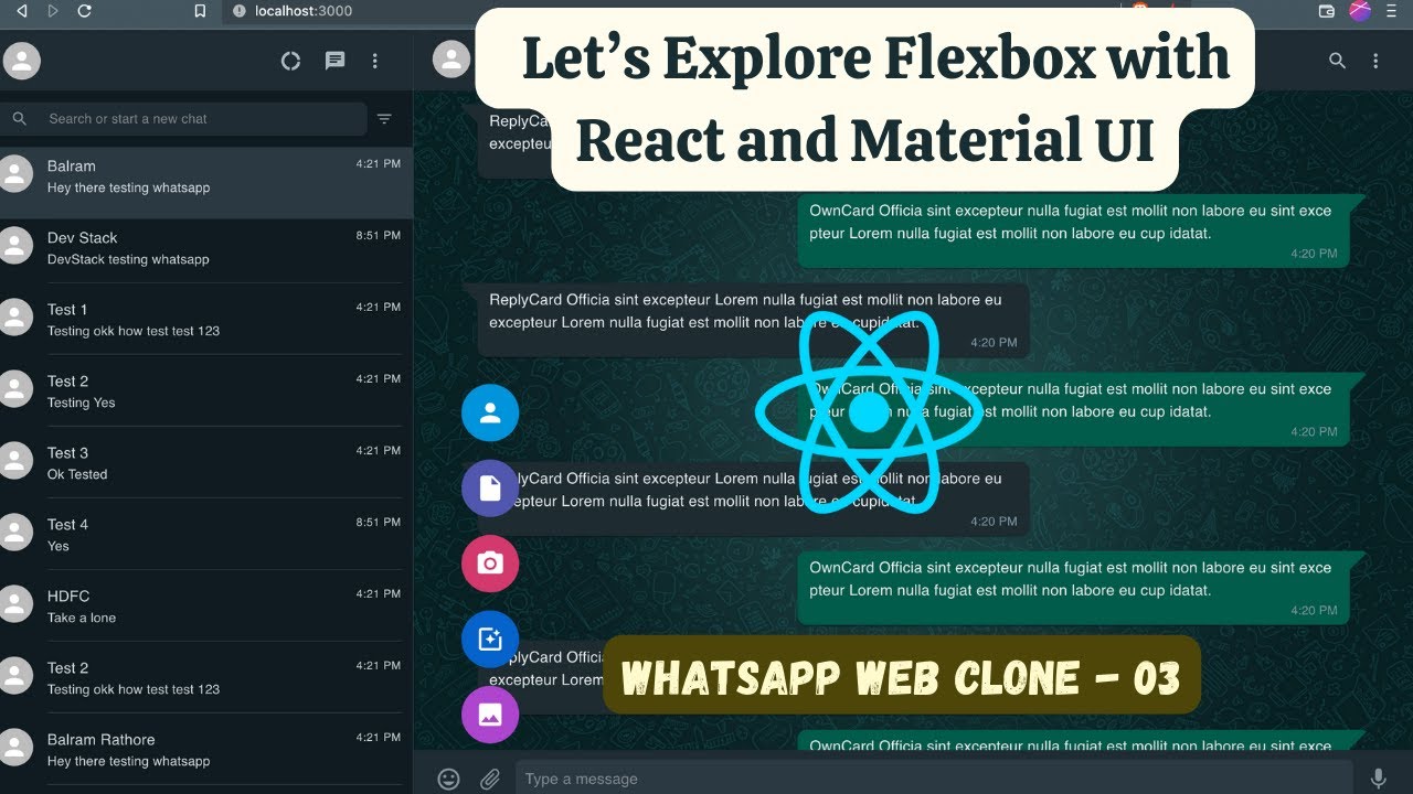 React - How flexbox works? Exploring more about flexbox with Material UI || Whatsapp Web clone #03