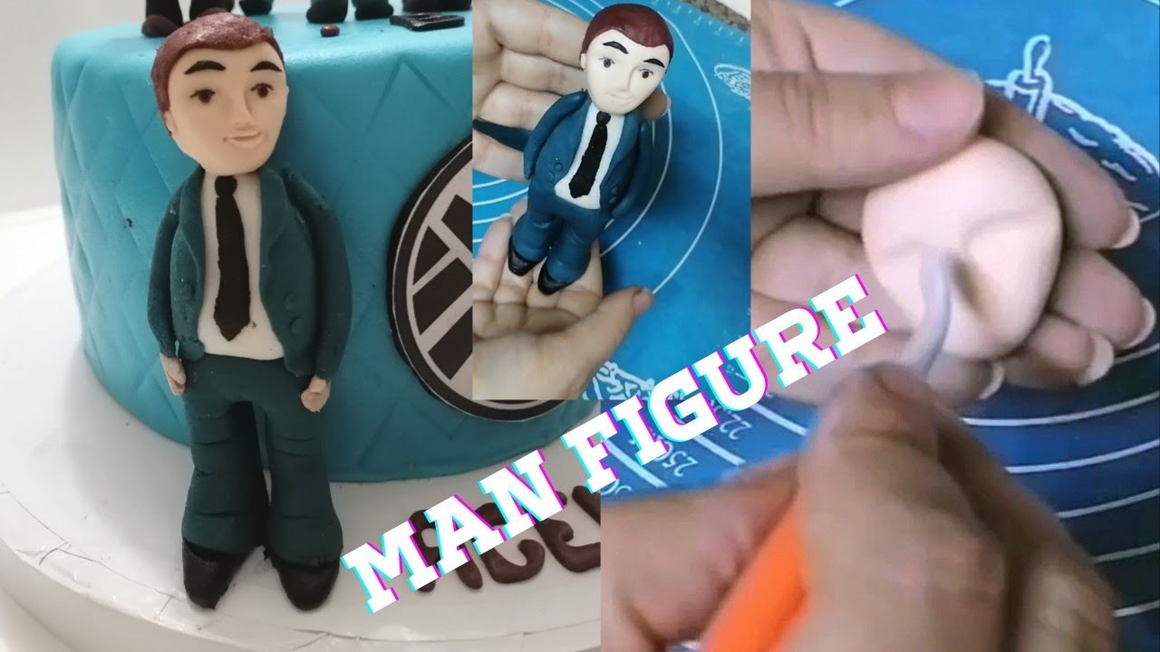 how to make aman figure with fondant/طريقة عمل مجسم لشخصية رجل بعجينه السكر
