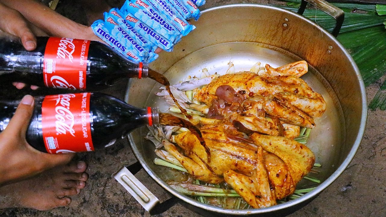 Awesome Cooking Two Duck with Coca Cola and Mentos Recipe in foreat