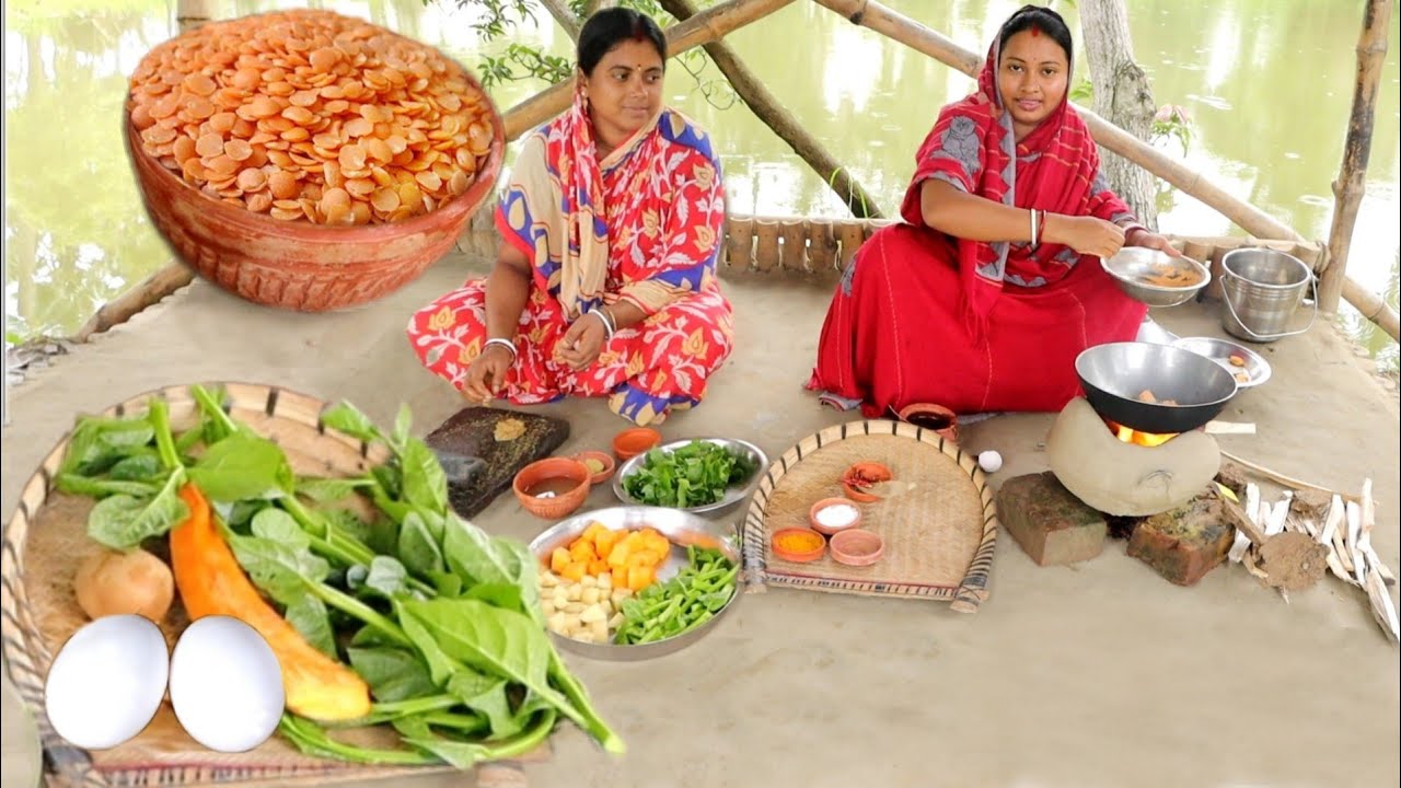 মুসুরডাল আর ডিম দিয়ে পুঁইশাকের রেসিপি😳
