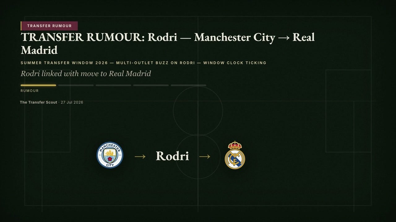 TRANSFER RUMOUR: Rodri &mdash; Manchester City to Real Madrid