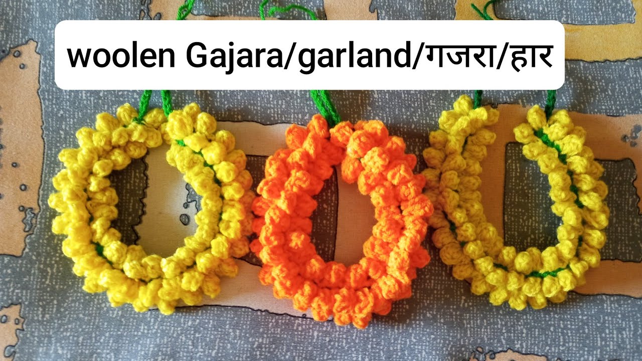 woolen jasmine Gajra/ garland design,  लोकरीचा गजरा, हार!hair accessories! crochet gift articles🧶🙏