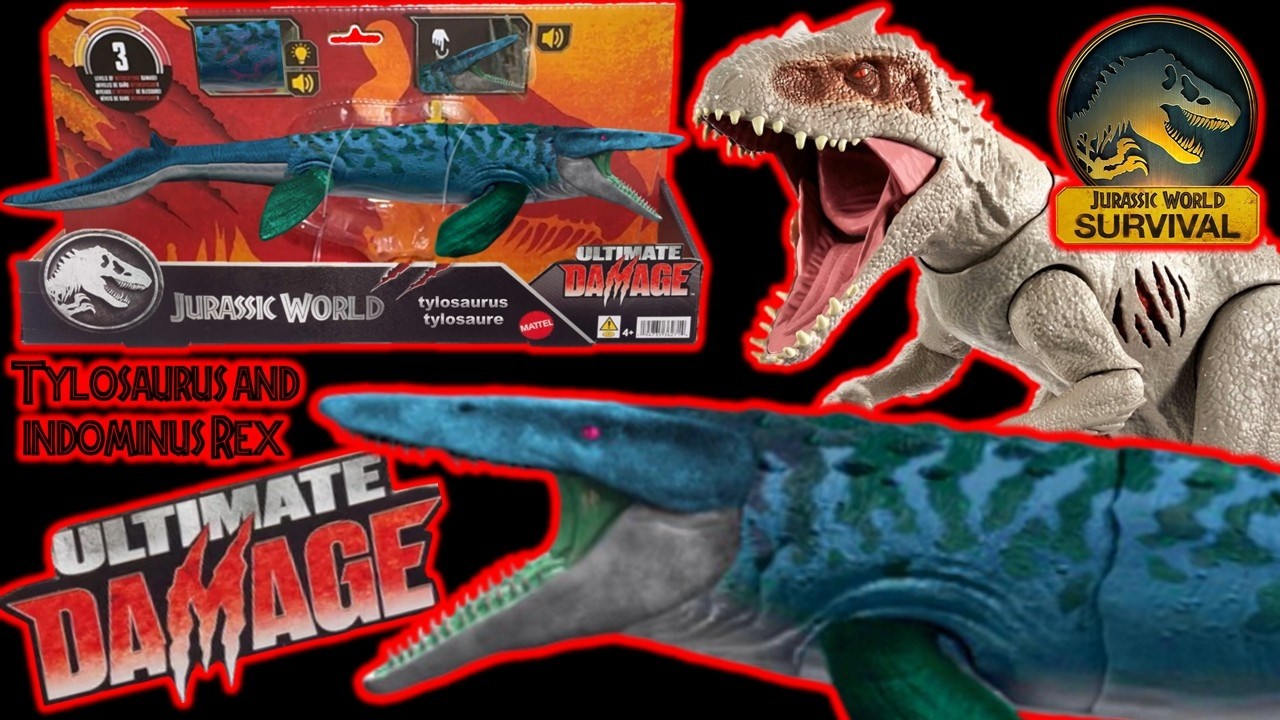 Mattel Jurassic World Survival Ultimate Damage Tylosaurus and Indominus Rex more info