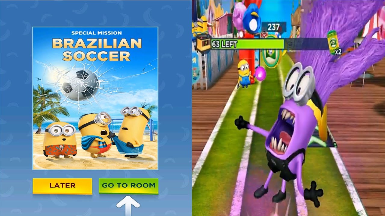 Despicable me Minion rush special mission BRAZILIAN SOCCER Disguised gameplay walkthrough android