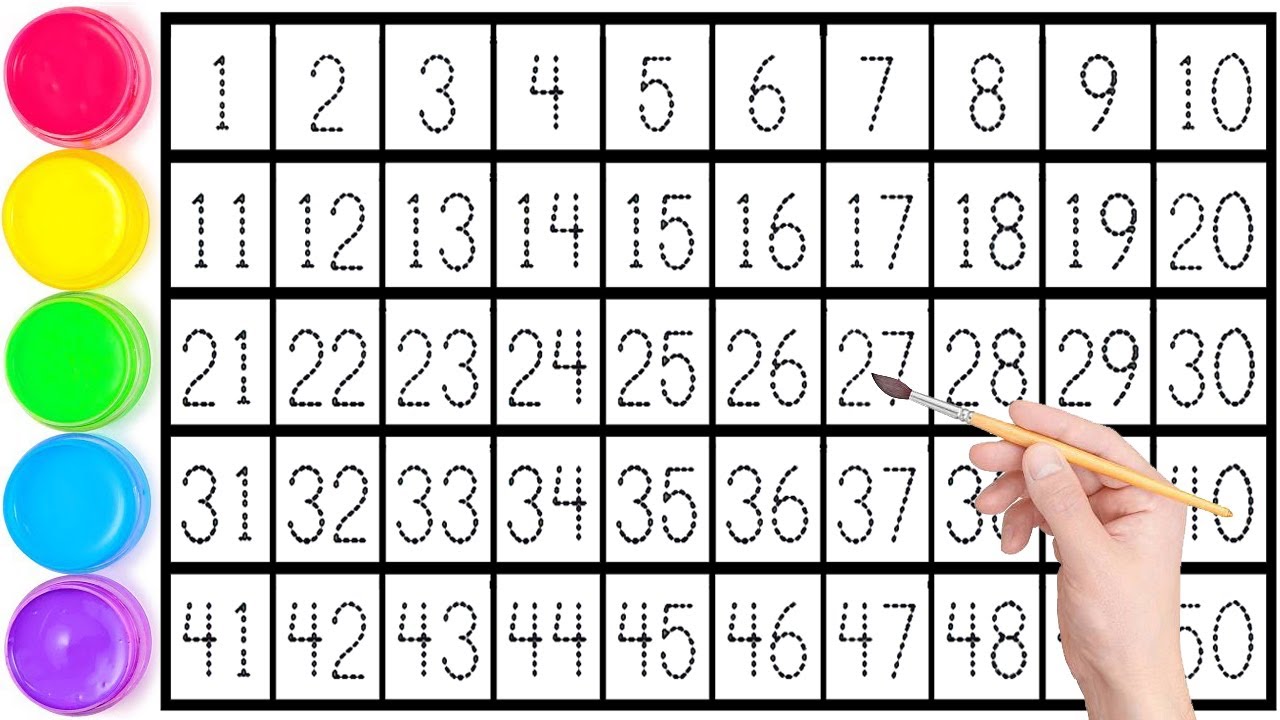 1234567890, Научитесь писать и читать числа от 1 до 50 (легко) для детей - Ks Art