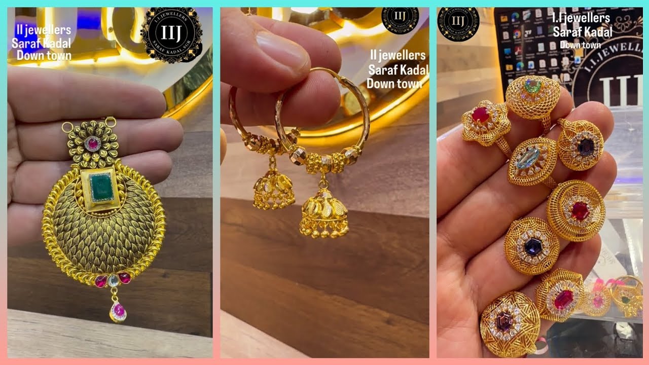 Gold matar mala design set | 18crt fancy jhumka 🔥 | elegant cocktail rings 💞 | eid collection 2026 🌙