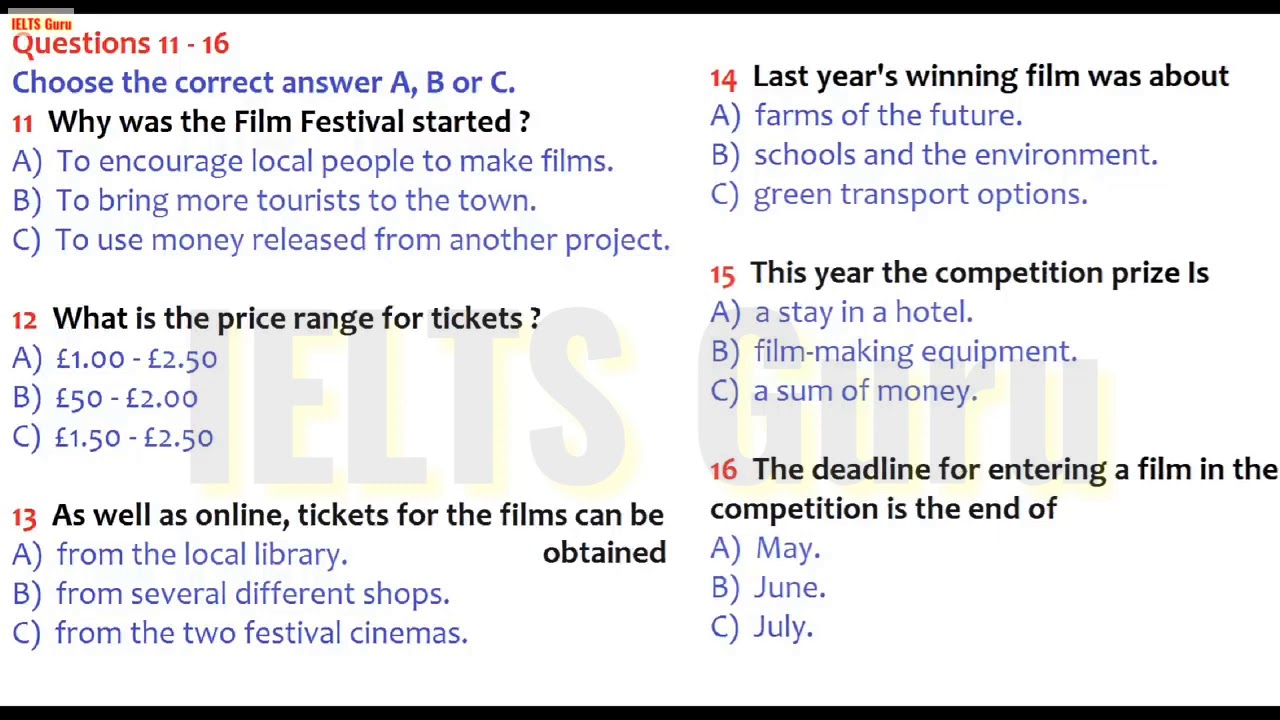 IELTS Listening test with answers