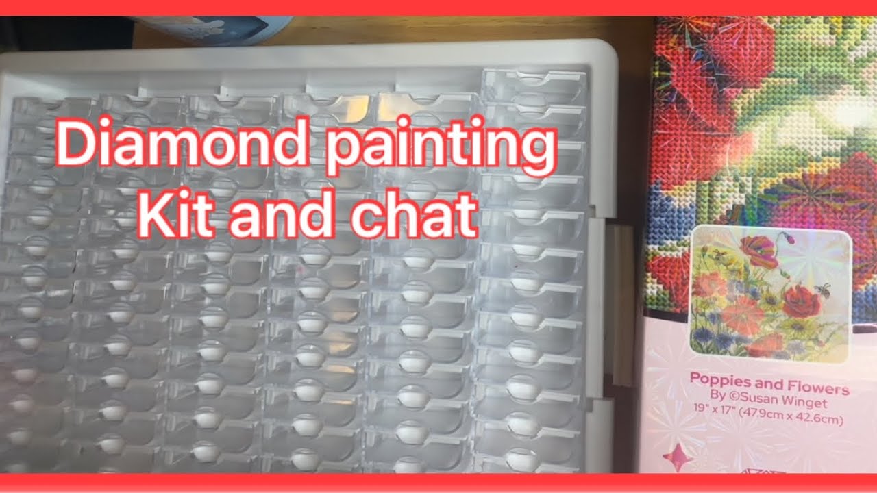 Diamond painting kit and chat, Poppies and flowers